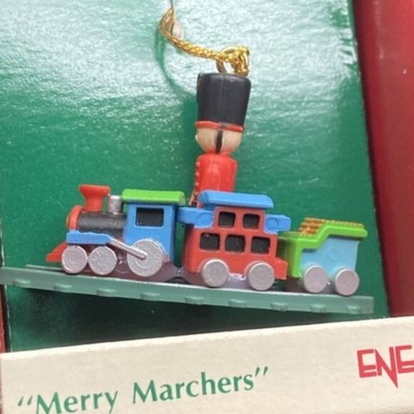 Enesco Merry Marchers Ornament Soldier Train 1989 Small Wonders w/Box Vintage - Picture 6 of 7